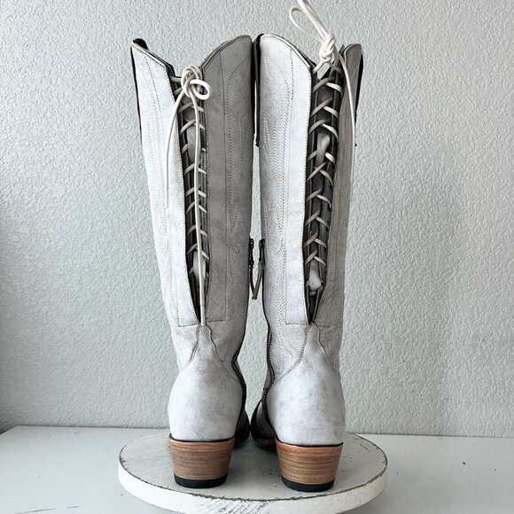 Lane Women's Elegant Lace Up Boots - White - Picture 3 of 11